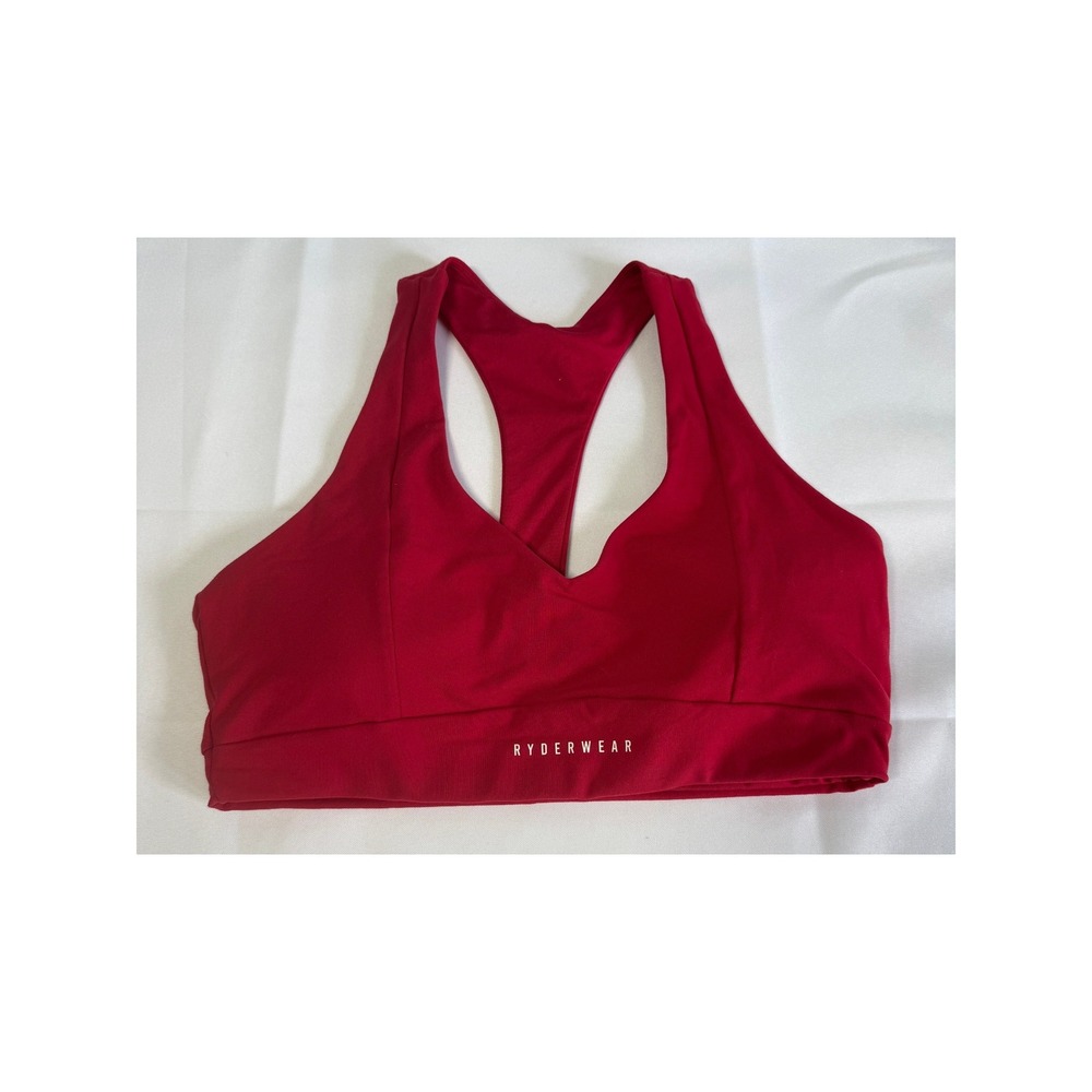 Ryderwear Womens Sports Bra XL Red Removable Pads Racerback V-Neck Activeweare